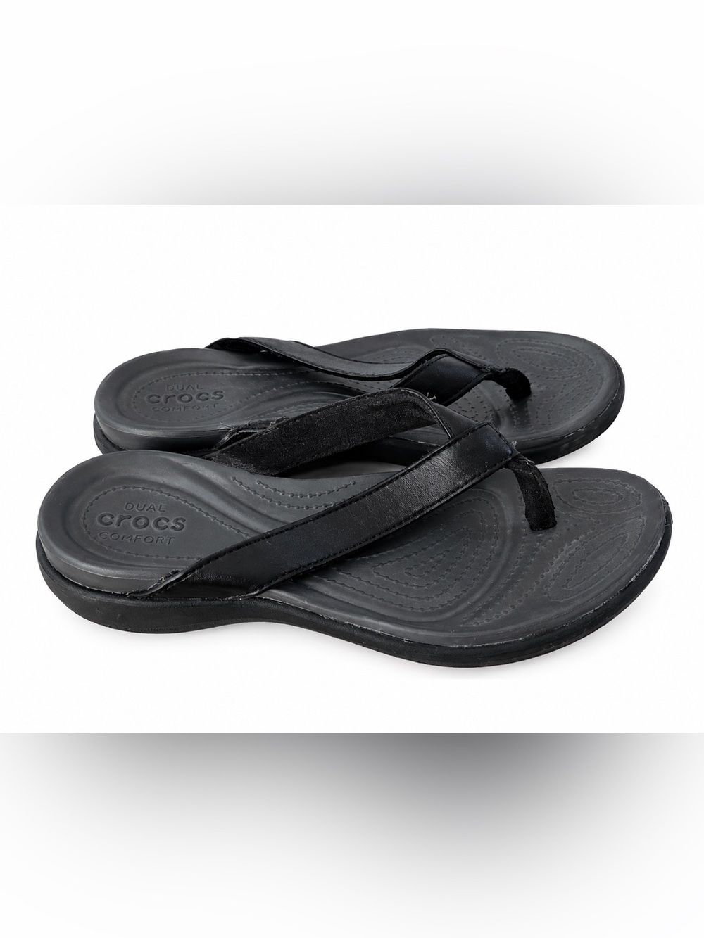 Crocs Capri V Black Graphite Dual Comfort Flip Flops US Women Size 6